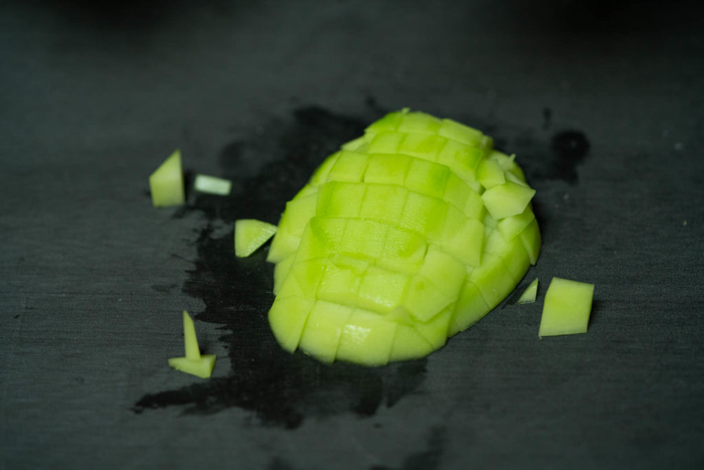 Small dice the chayote