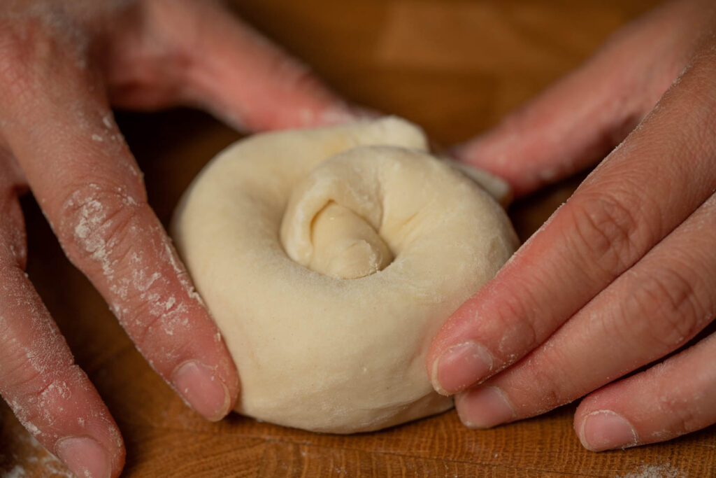 Twist log into swirl (like a cinnabun)