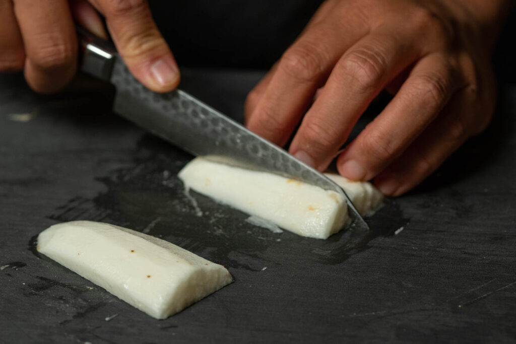 Peel & cut nagaimo into chunky fries