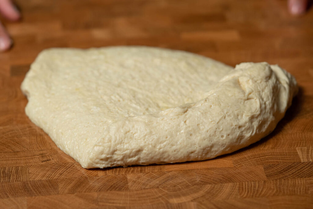 Oil your work surface and shape dough into a log or 2x4