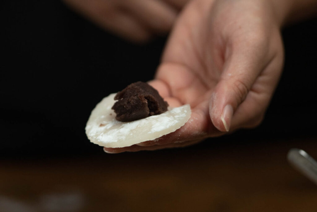 anko on mochi wrapper