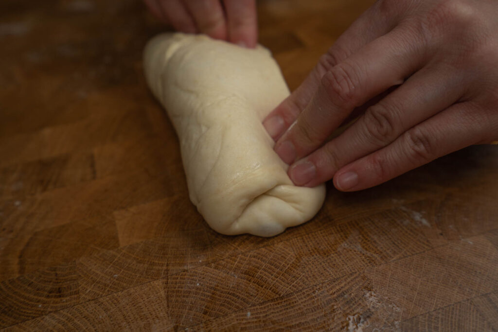 Inga Lam's milk bread - shaping loaf