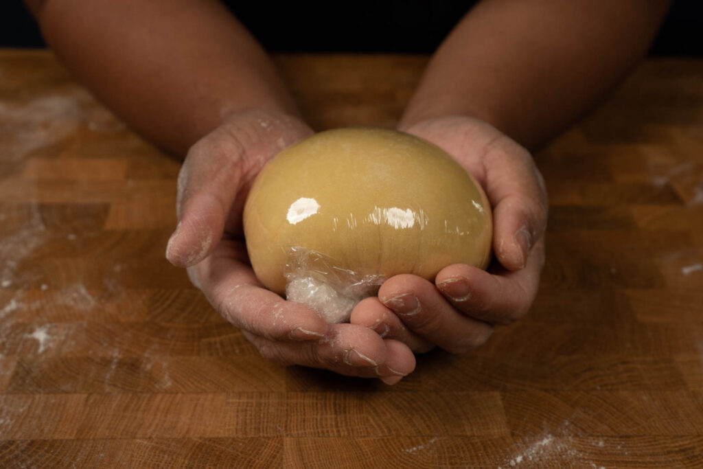 Wrap in plastic wrap to rest