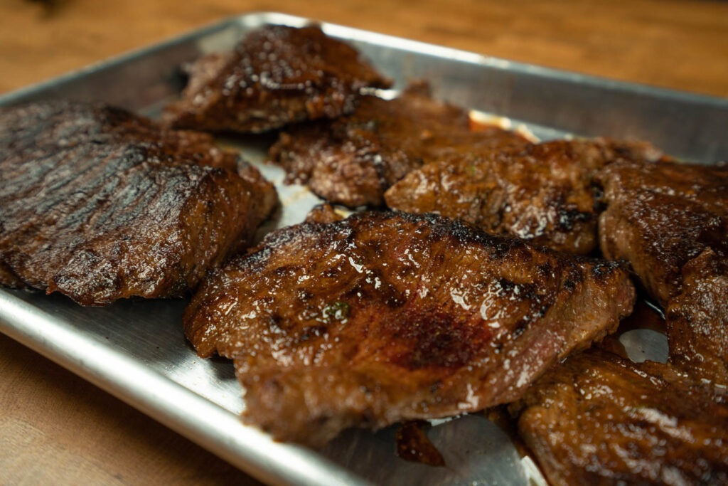 Pan seared flap meat