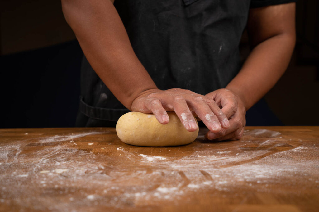 Fresh egg pasta: kneading dough