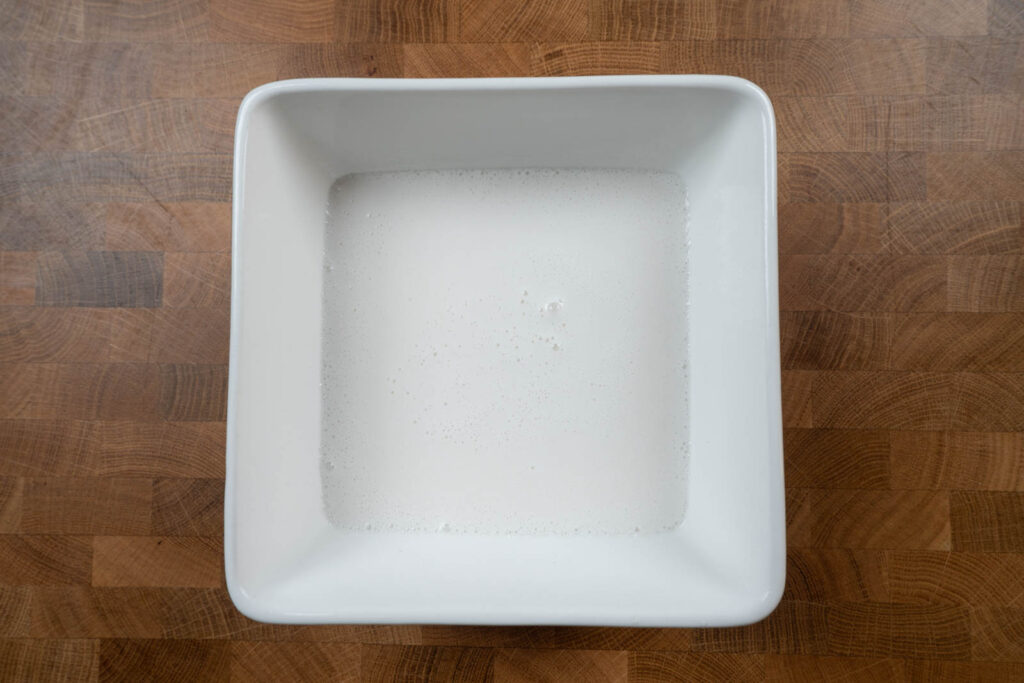 Pour mochi batter into bowl