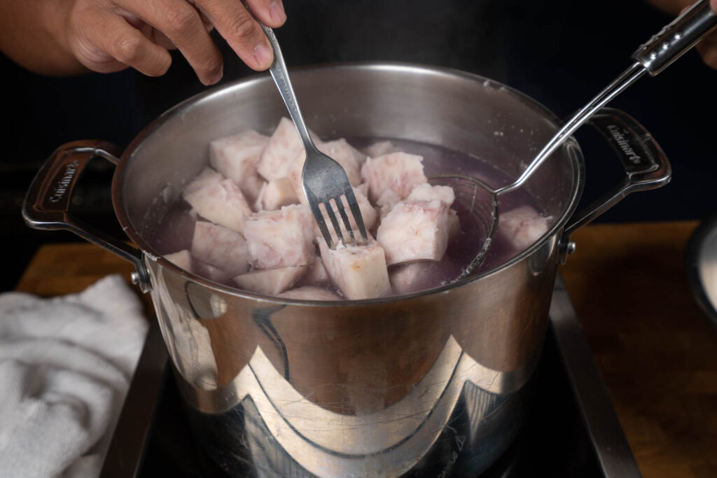 Cooked taro & potatoes
