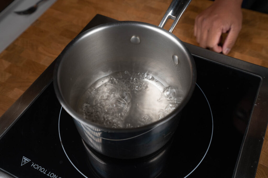 Make simple syrup: bring to a boil