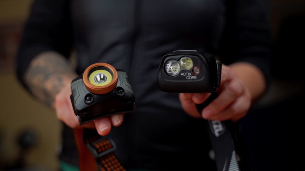 Comparing the Duracell with the Petzl headlamp