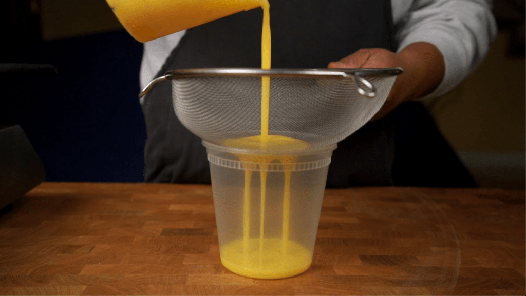 straining eggs
