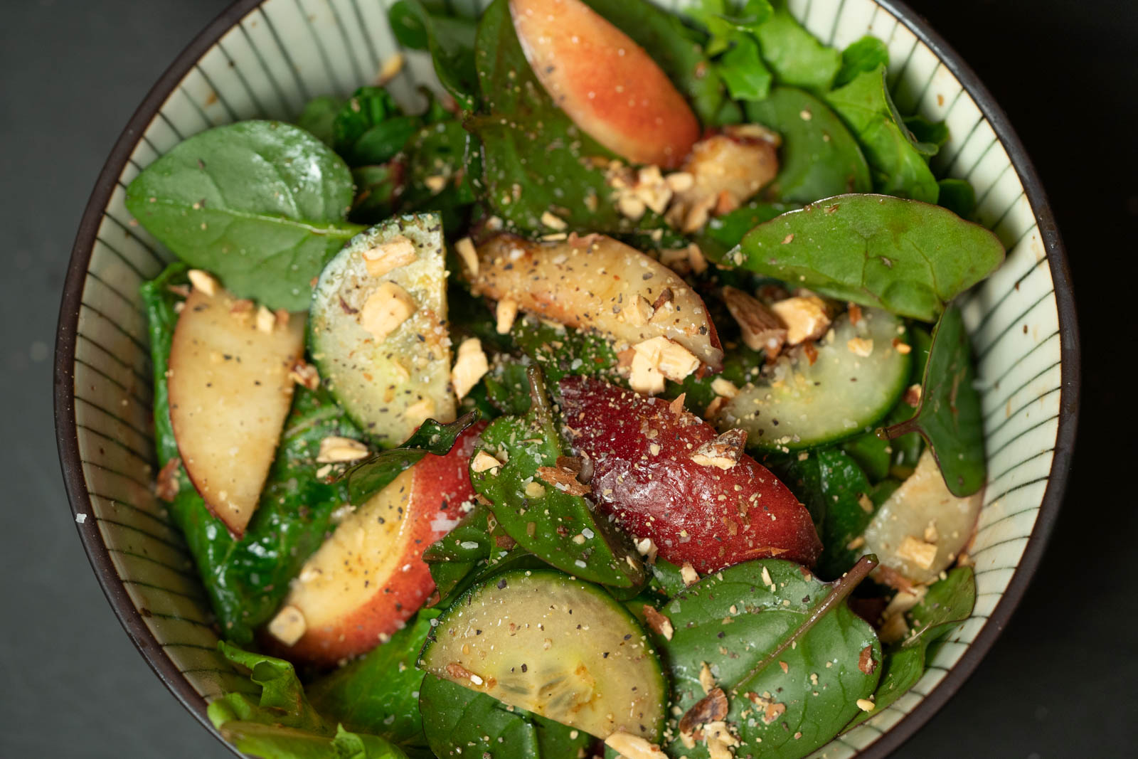 Malabar Spinach & Nectarine Salad