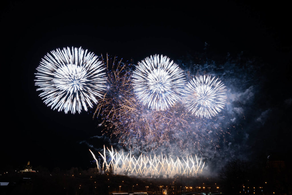 New Years Day Fireworks, Mánes Bridge (Mánesův most), Prague